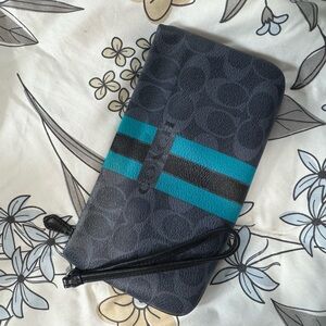 Coach Black and Teal Wristlet